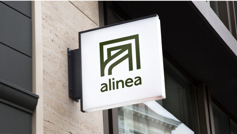 Alinéa法國家具裝飾公司商場標識logo設計與vi形象設計-門頭側向標識logo