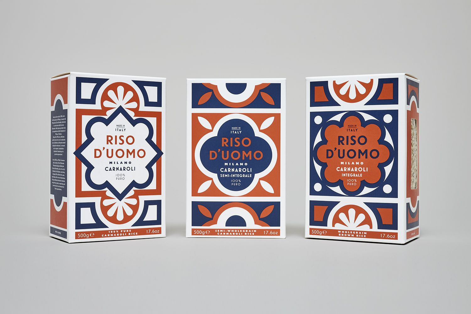 Riso D’uomo 大米包裝設計，華麗大理石地磚圖案靈感