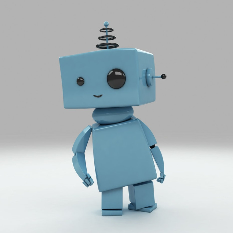 一個3D機器人角色吉祥物標志設計