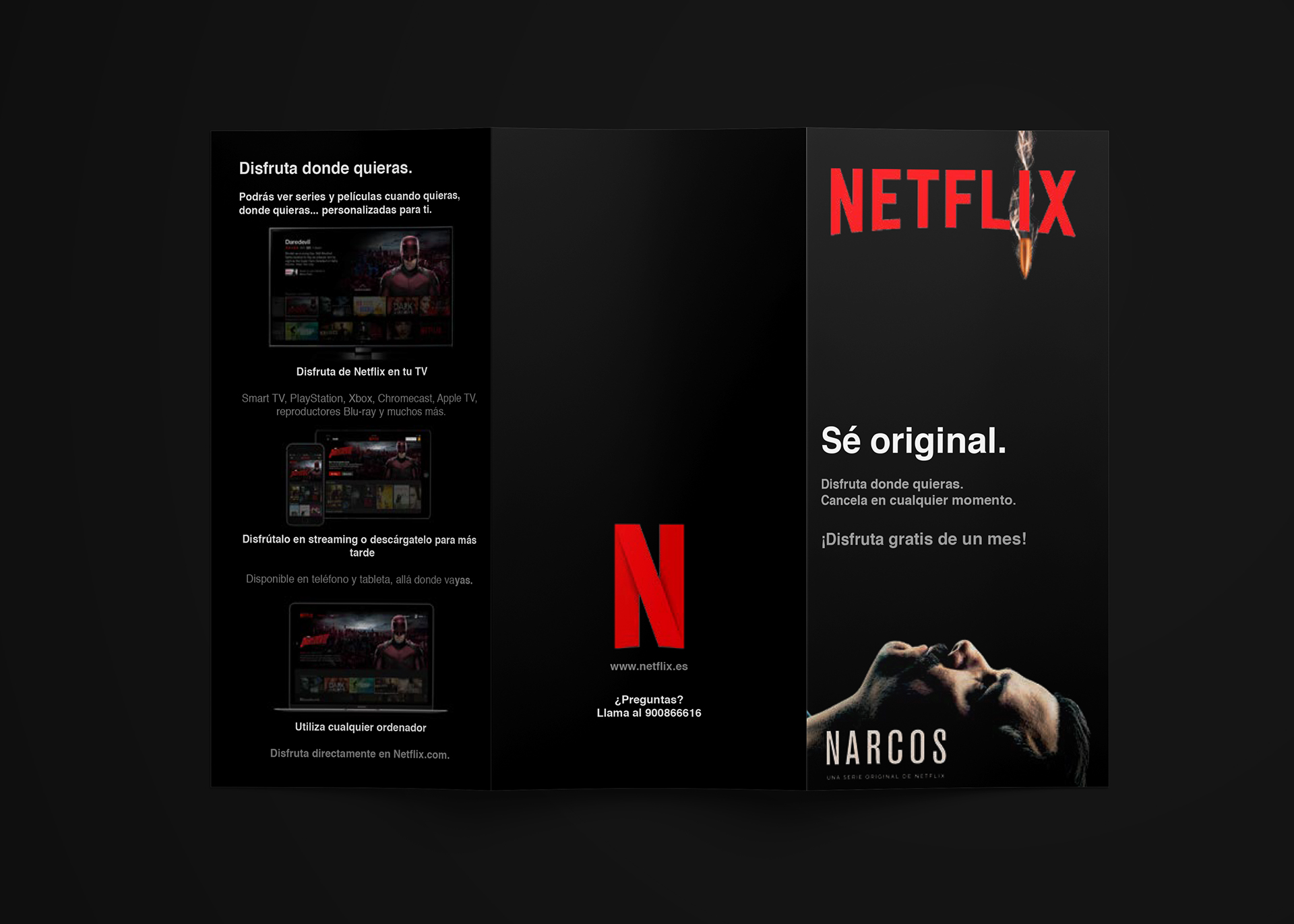 在線影片租賃提供商NETFLIX折頁宣傳手冊設計“黑紅配色”