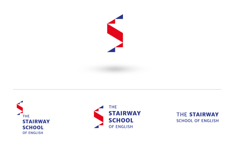 Stairway學校階梯狀標志設計，取自英國國旗的三角元素