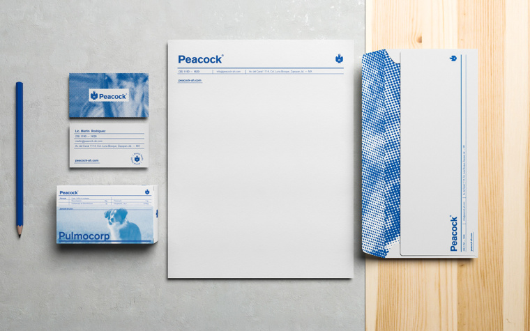 Peacock獸醫藥物品牌形象VI設計logo設計，孔雀的矢量化圖案