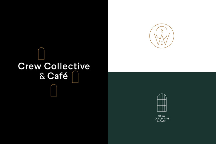 Crew Collective＆cafe品牌形象VI設計logo設計，現代美學與傳統設計元素相結合