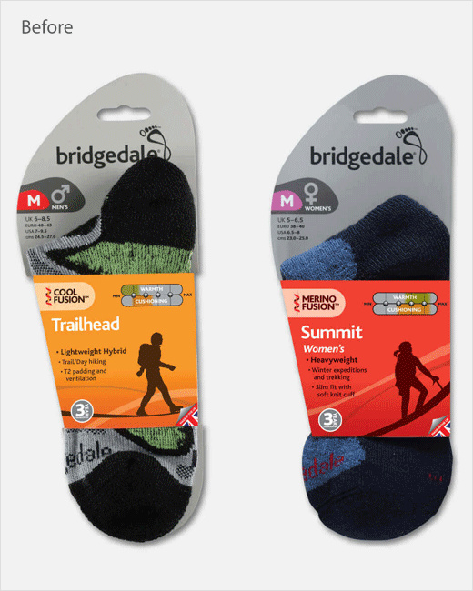 Bridgedale襪子品牌舊包裝設計-上海包裝設計公司
