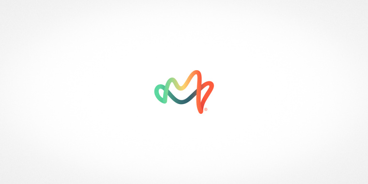 Mobu手機與移動配件零售連鎖店品牌logo設計,動感的漸變色線條M字母logo