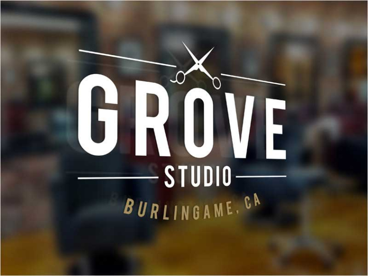 Grove Studio 美發(fā)沙龍創(chuàng)意標志設(shè)計
