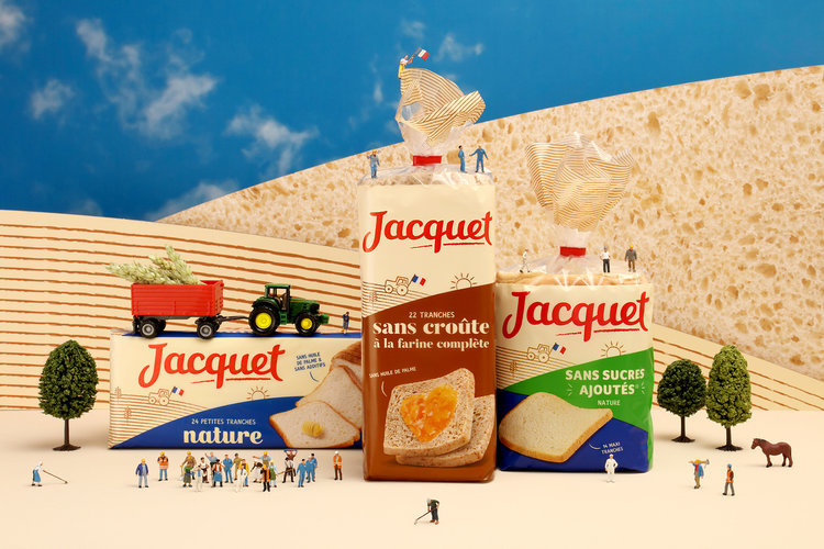 法國Jacquet袋裝面包包裝設計，展示面粉來自法國農民
