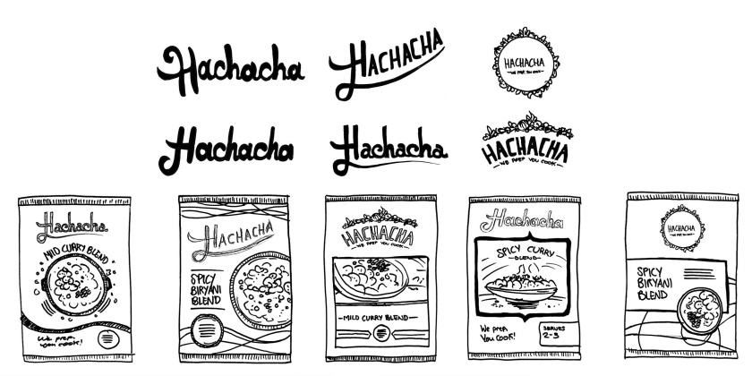 Hachacha咖喱調料包裝設計，完美的超酷配色-草圖