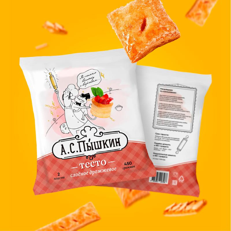 А.С.Пышкин面包糕點包裝設計，包裝主角是“烘培大師與貓詩人”的線條插畫