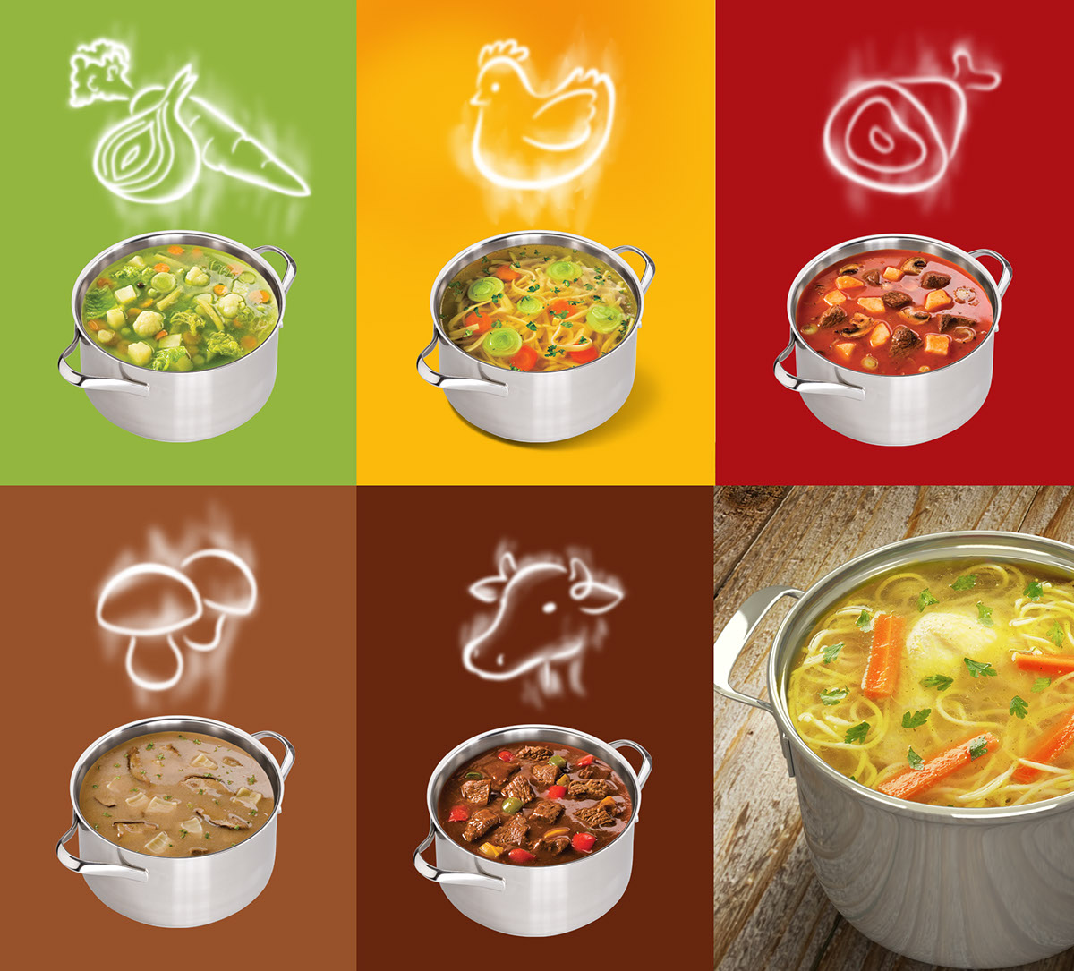 Kucharek食品調(diào)味料包裝設(shè)計(jì)——鍋上盤旋的熱氣味道符號(hào)