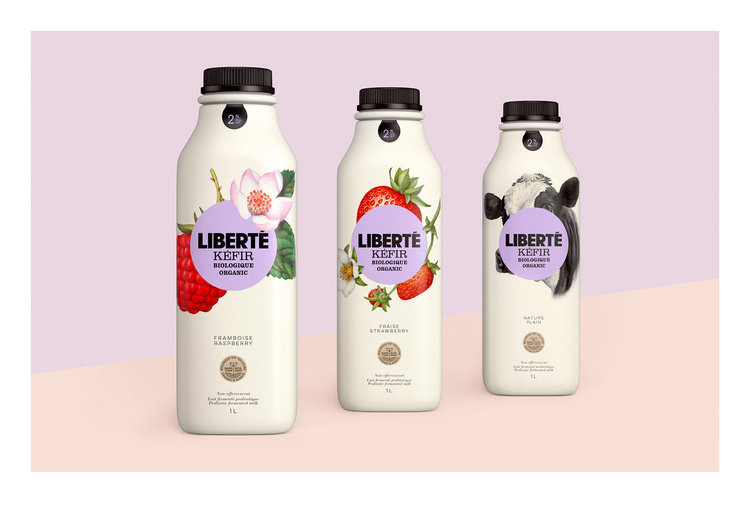 加拿大有機酸奶Liberté品牌包裝設計，來自植物學書籍插圖