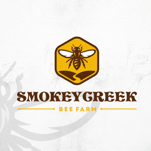 黃色產品標志logo設計-Smokey Creek養蜂場logo設計