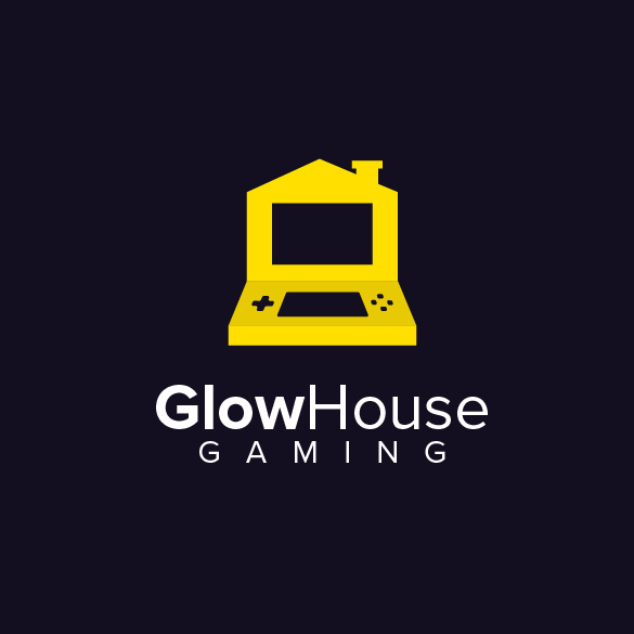 異想天開與夢想概念的黃色標志設計-GlowHouse游戲logo設計
