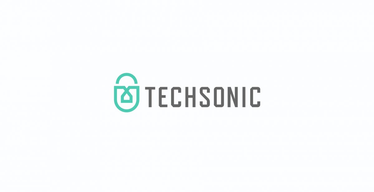 Techsonic 電子安全監控設備公司logo設計,盾牌+鎖+房子 Techsonic 電子安全監控設備公司logo設計,盾牌+鎖+房子
