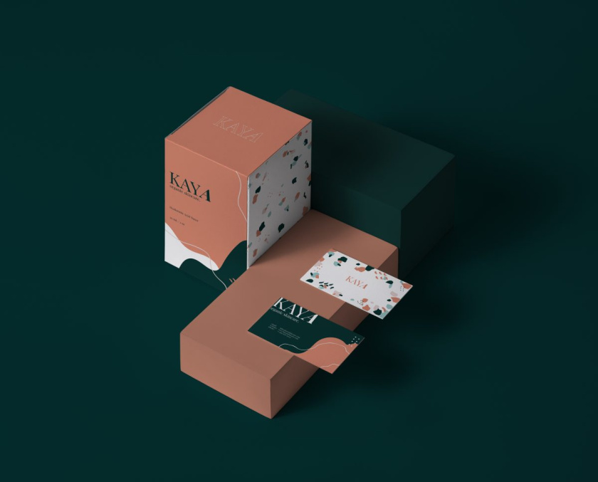 Kaya 有機護(hù)膚品包裝設(shè)計，很藝術(shù)的水磨石圖案