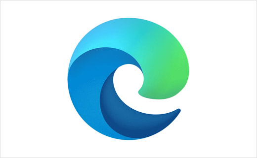 Microsoft Edge 網絡瀏覽器新logo設計，螺旋狀波浪形符號