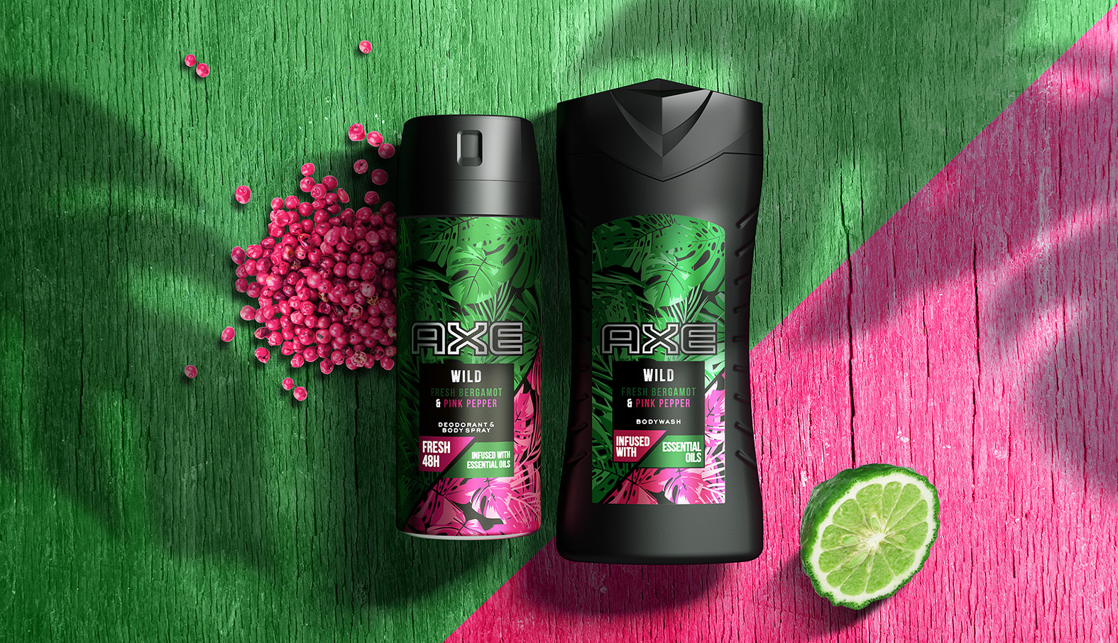 AXE WILD系列身體噴霧劑和洗發(fā)水沐浴露產(chǎn)品包裝設(shè)計(jì)，釋放自然野性