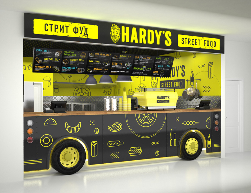 Hardy街頭快餐餐飲室內空間設計與食品卡車柜臺設計