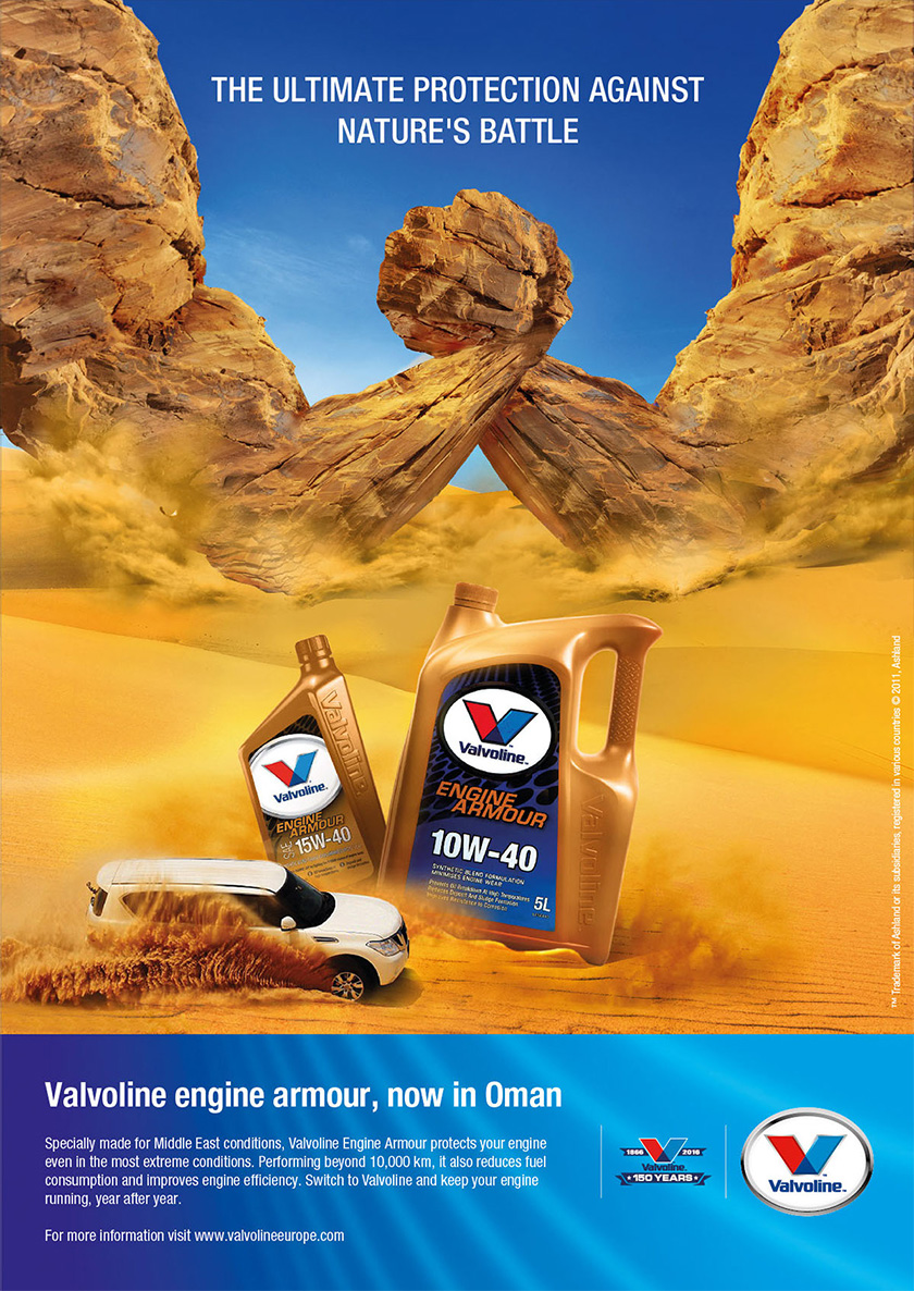 Valvoline 勝牌潤滑油平面廣告創意設計”中東沙漠扳手腕“篇