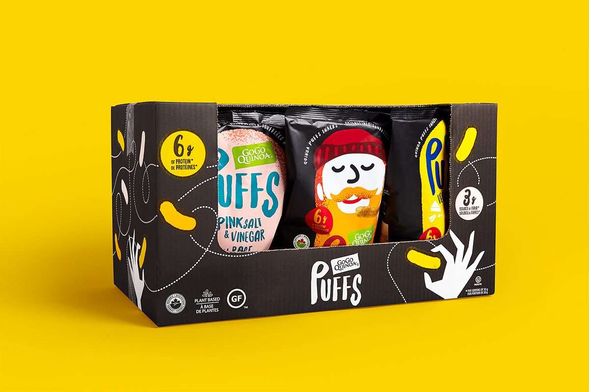 Puffs 休閑小零食包裝設(shè)計(jì)，夸張有趣的插畫(huà)