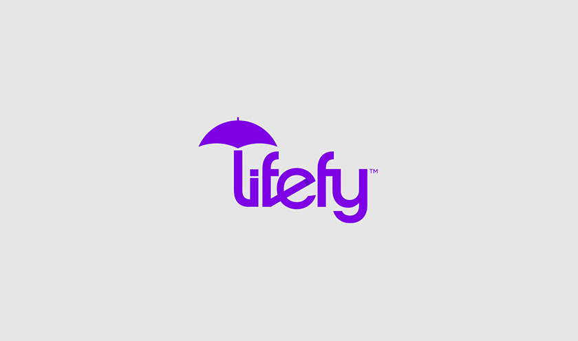 lifefy在線保險品牌logo設計，傘元素+字母L