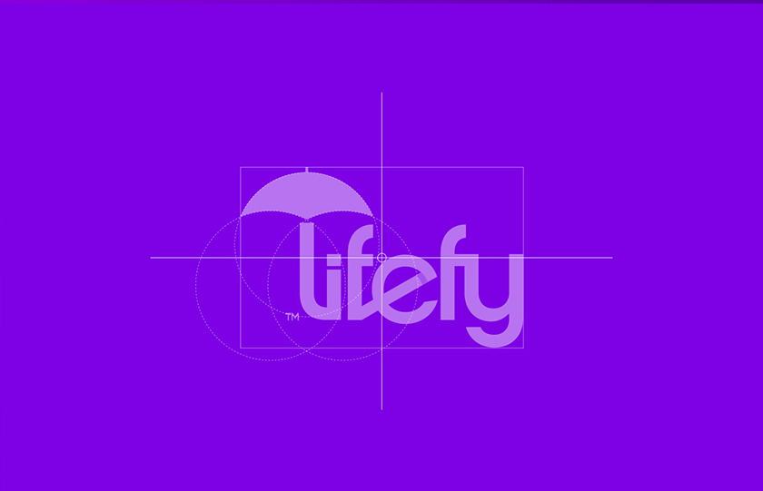 lifefy在線保險品牌logo設計，傘元素+字母L