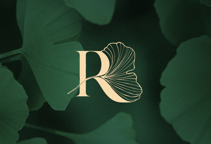 Rafael Erling 醫療醫藥保健品公司logo設計“銀杏葉+字母R”