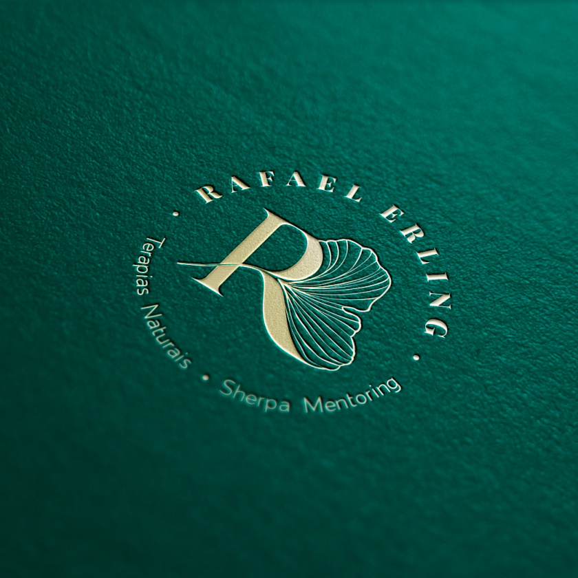 Rafael Erling 醫療醫藥保健品公司logo設計“銀杏葉+字母R”
