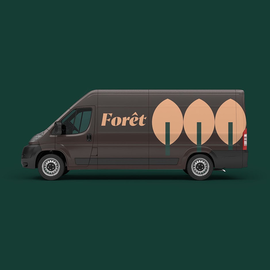 FORêT杏桃水果包裝設計，采用森林樹木的抽象圖形