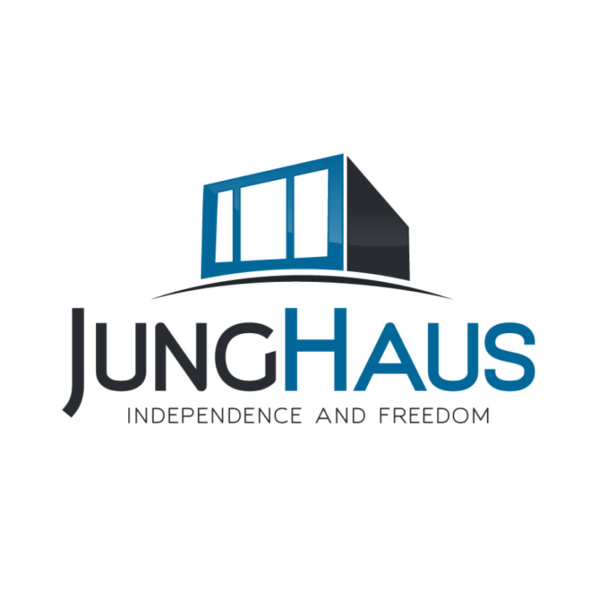 現代感的建筑標志設計-方形現代住宅與文本“junghaus”