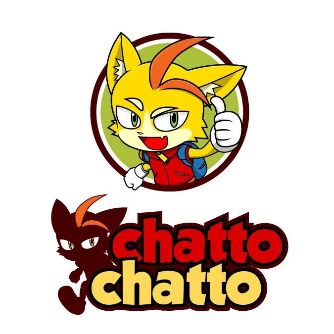 卡哇伊卡通風格標志設計-狐貍形象的多個圖像與文本“chatto chatto”