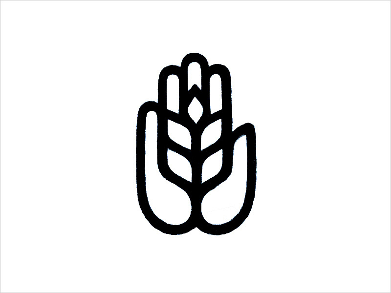 手和小麥的標志logo設計