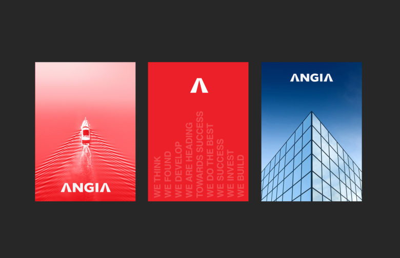 ANGIA房地產投資公司logo/VI設計，源自建筑的向上運動風格