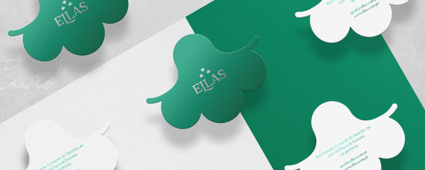 ELLAS珠寶品牌logo設計與品牌vi形象設計，三個花朵徽章