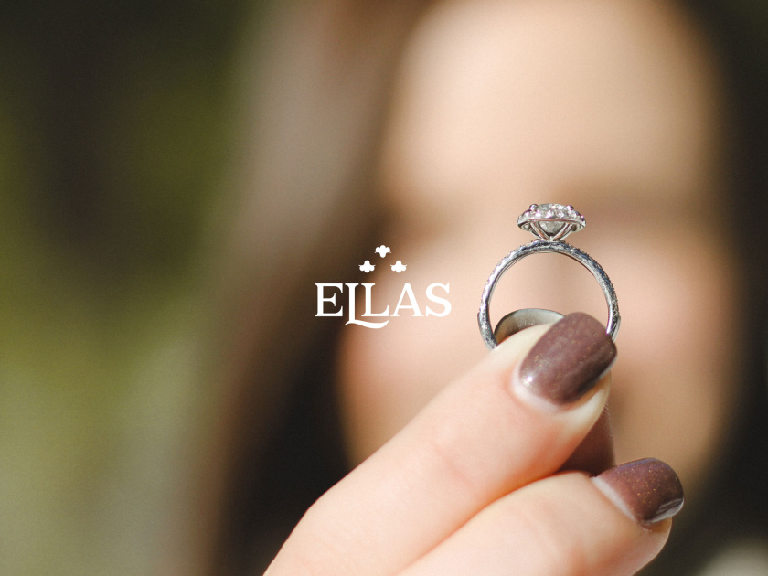 ELLAS珠寶品牌logo設計與品牌vi形象設計，三個花朵徽章