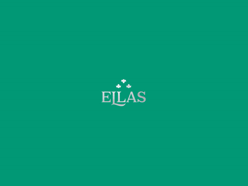 ELLAS珠寶品牌logo設計與品牌vi形象設計，三個花朵徽章