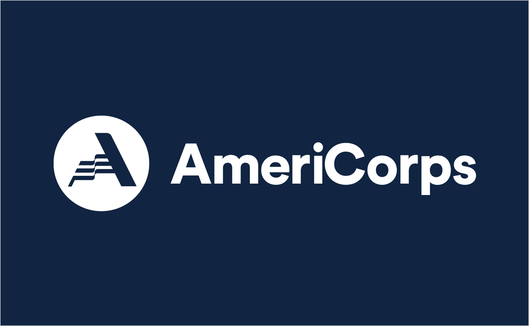 AmeriCorps 美國國家社區服務公司品牌logo設計與vi設計，字母A+美國國旗