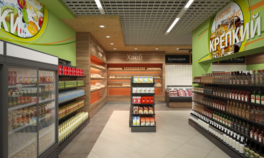CHITA 食品店c超市商業(yè)空間設計，清新綠色風格