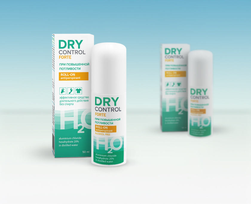 DRY CONTROL 干控止汗劑包裝設(shè)計(jì)，偏藥品包裝風(fēng)格