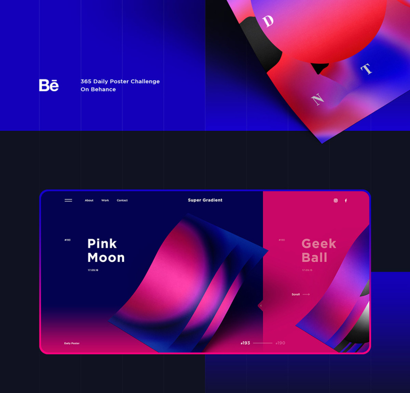 Super Gradient 超梯度品牌網(wǎng)站概念設(shè)計(jì)，超明亮炫酷漸變色設(shè)計(jì)