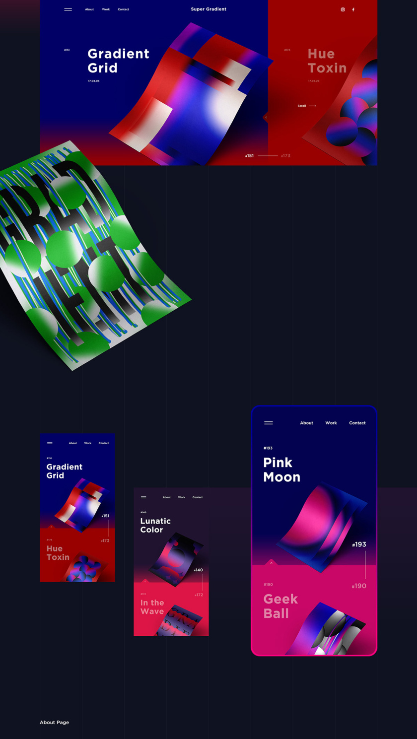 Super Gradient 超梯度品牌網(wǎng)站概念設(shè)計(jì)，超明亮炫酷漸變色設(shè)計(jì)