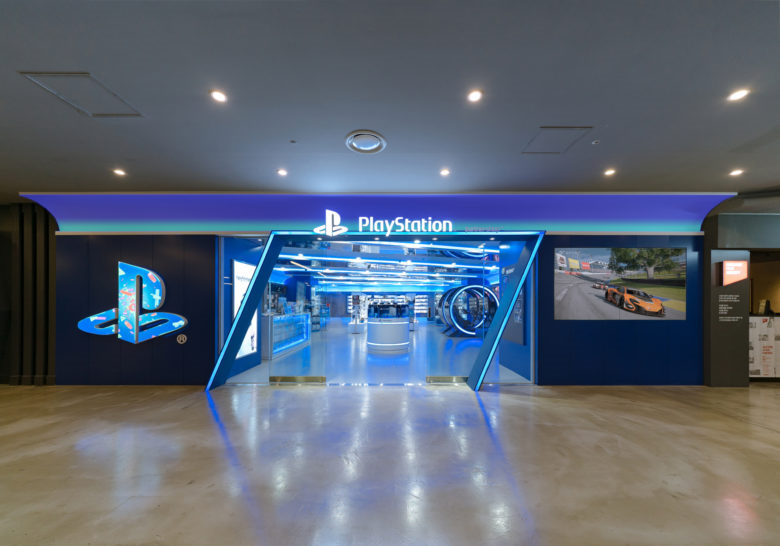 PlayStation 品牌電競游戲設(shè)備線下店鋪空間設(shè)計，藍(lán)色科技風(fēng)格