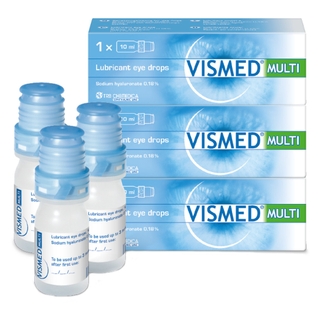 VISMED 干眼癥眼藥水包裝設計，突出眼球的水彩風格包裝