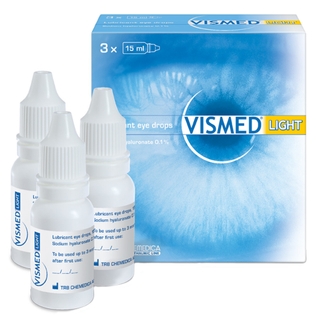 VISMED 干眼癥眼藥水包裝設計，突出眼球的水彩風格包裝