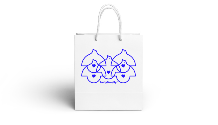 belly&melly 母嬰用品品牌logo設(shè)計(jì)vi設(shè)計(jì)，小鳥+燈泡+心形