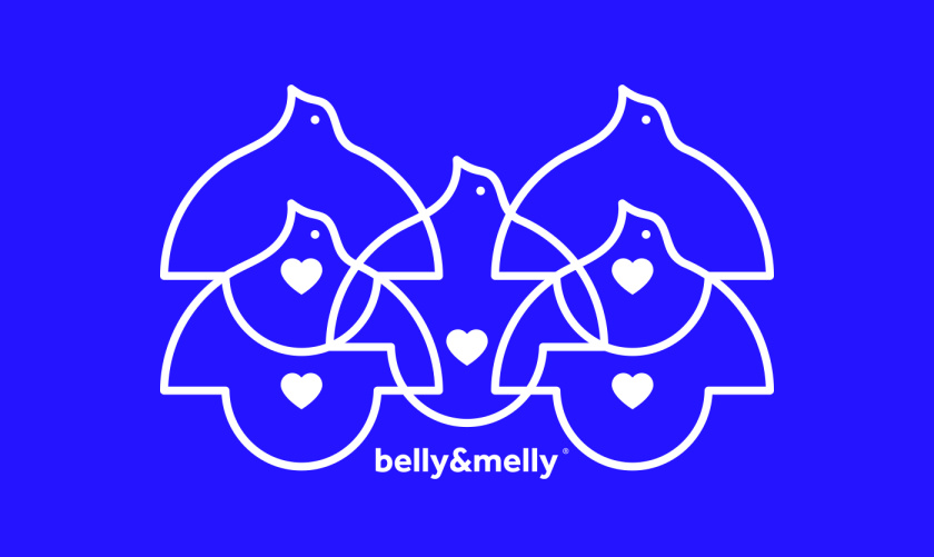 belly&melly 母嬰用品品牌logo設(shè)計(jì)vi設(shè)計(jì)，小鳥+燈泡+心形