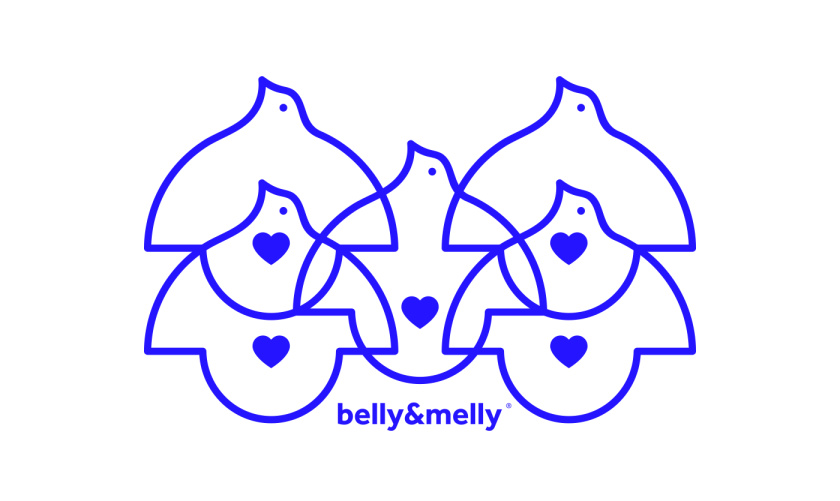 belly&melly 母嬰用品品牌logo設(shè)計(jì)vi設(shè)計(jì)，小鳥+燈泡+心形