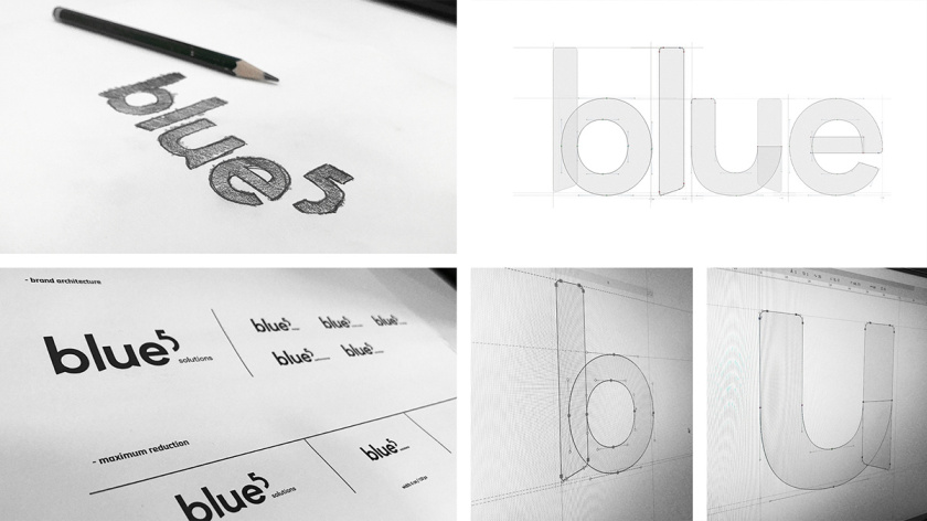 Blue 5 Solutions 科技公司企業(yè)品牌形象vi設計,,幾何同色系藍色色塊輔助圖形