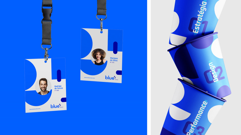 Blue 5 Solutions 科技公司企業(yè)品牌形象vi設計,,幾何同色系藍色色塊輔助圖形