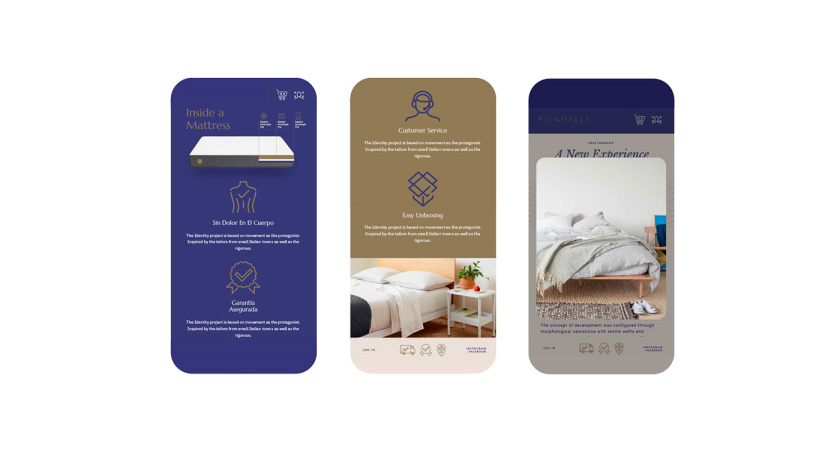 RONDIBLU 床墊睡眠產品品牌形象vi設計，交織的紡織與床墊波浪曲線
